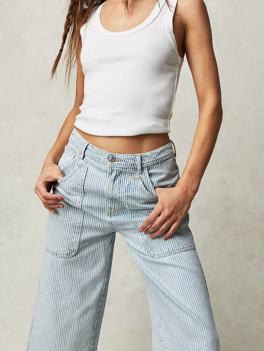 We the Free NWT piper mid-rise wide leg crop railroad jeans pants 29 - Picture 2 of 8